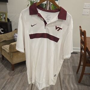 Nike Men's White and Maroon Polo